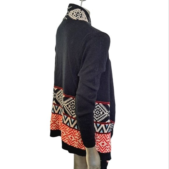 🪻BOGO🪻 PINK ROSE Boho Waterfall Open Front Cardigan Southwest Black Pink - Picture 9 of 13